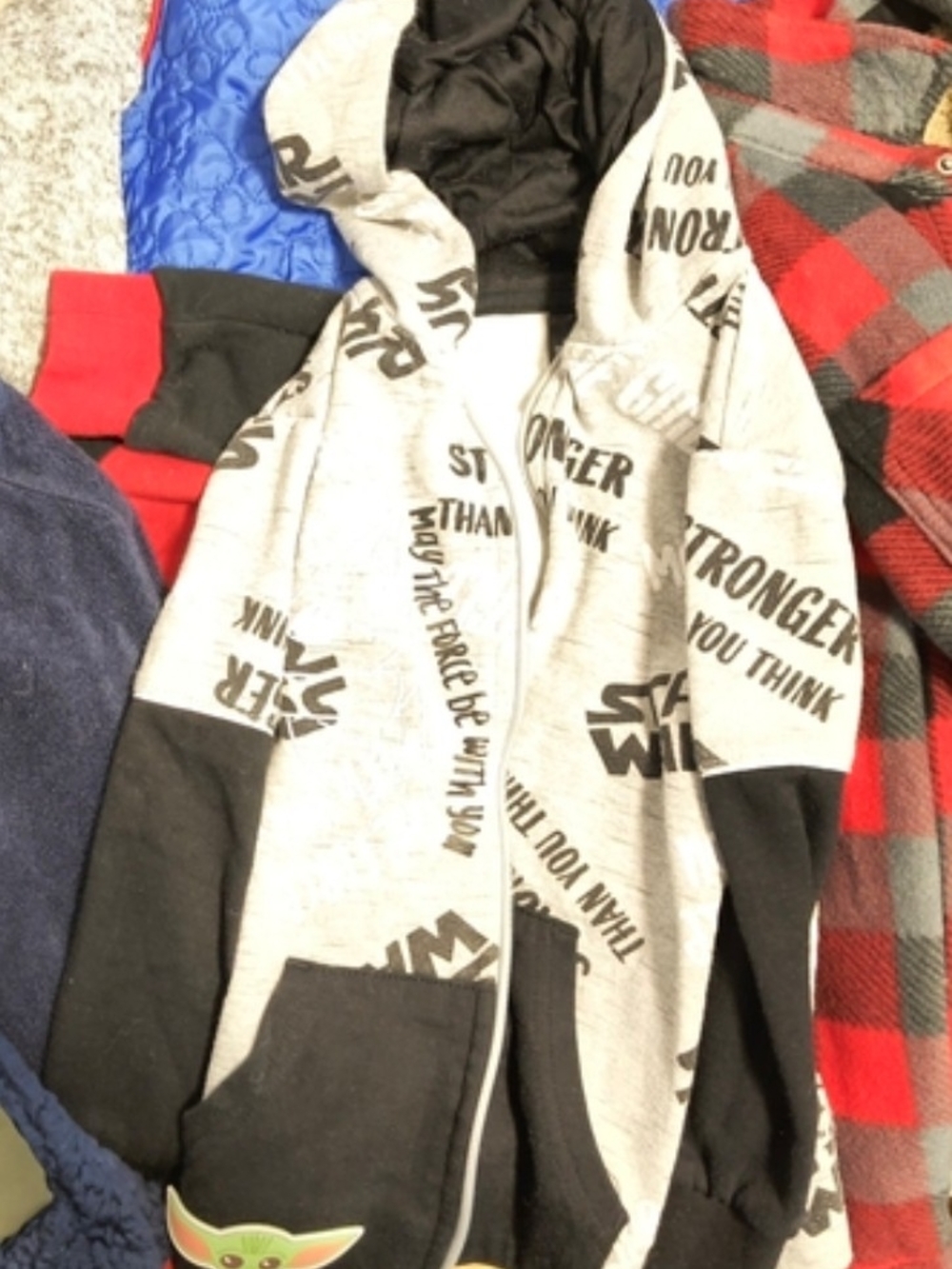 Star Wars Light Gray & Black Logo Zip-Up Hoodie Sweater XS